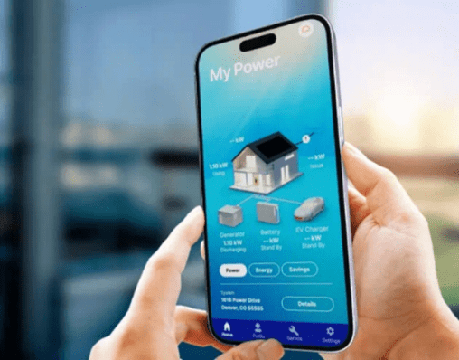 Solar customer checks production on phone via Sunnova app